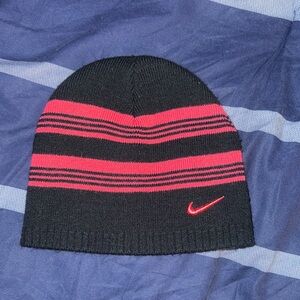 Nike Black Beanie with Red Stripes
